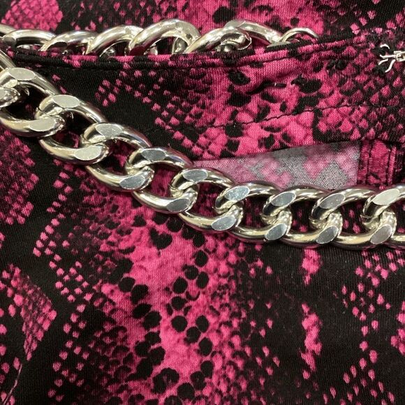 MICHAEL MICHAEL KORS Snake-Print Chain-Neck Top DEEP FUCHSIA Sz 3X - Picture 10 of 12